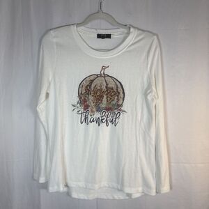 Modern Canvas Pumpkin Thankful Graphic Lightweight Sweater Size Small Preowned